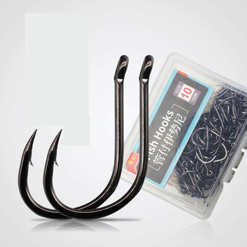 ISEAMA Tube Attached Ise-Ni Barbed Hooks Ring Loop Bent Mouth Barbs Non-Ghost Tooth Fishing Accessories Boxed (Black,No 1 100pcs) чёрный