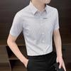 2025 Men's Trendy Striped Short Sleeve Embroidered Casual Shirt