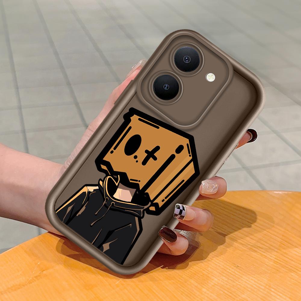 

Мягкий силиконовый квадратный чехол с рисунком лестницы для телефона, полное покрытие, противоударный защитный резиновый чехол для камеры для Vivo Vivo Y91 коричневый