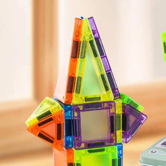 29/50Pcs/Set Colorful Magnetic Tile Kit Clear Geometric Shape Building Block Magnet Preschool Educational