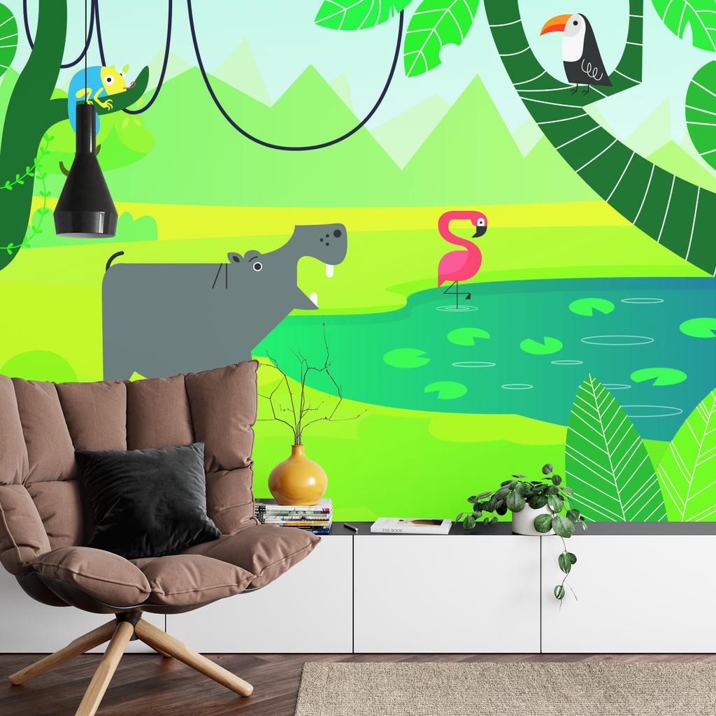 Photomural At The Watering Hole Iq-1360 Self-Adhesive Mural 180x120