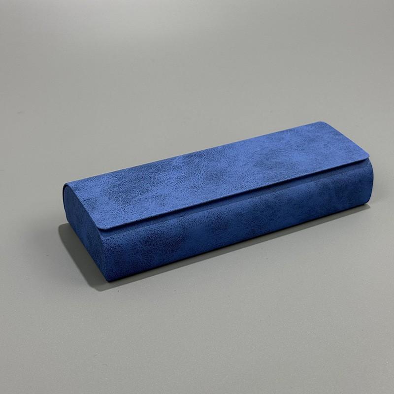 Solid color retro anti-pressure sheep bar pattern handmade glasses case, high value, light luxury design sense, flip cover storage box