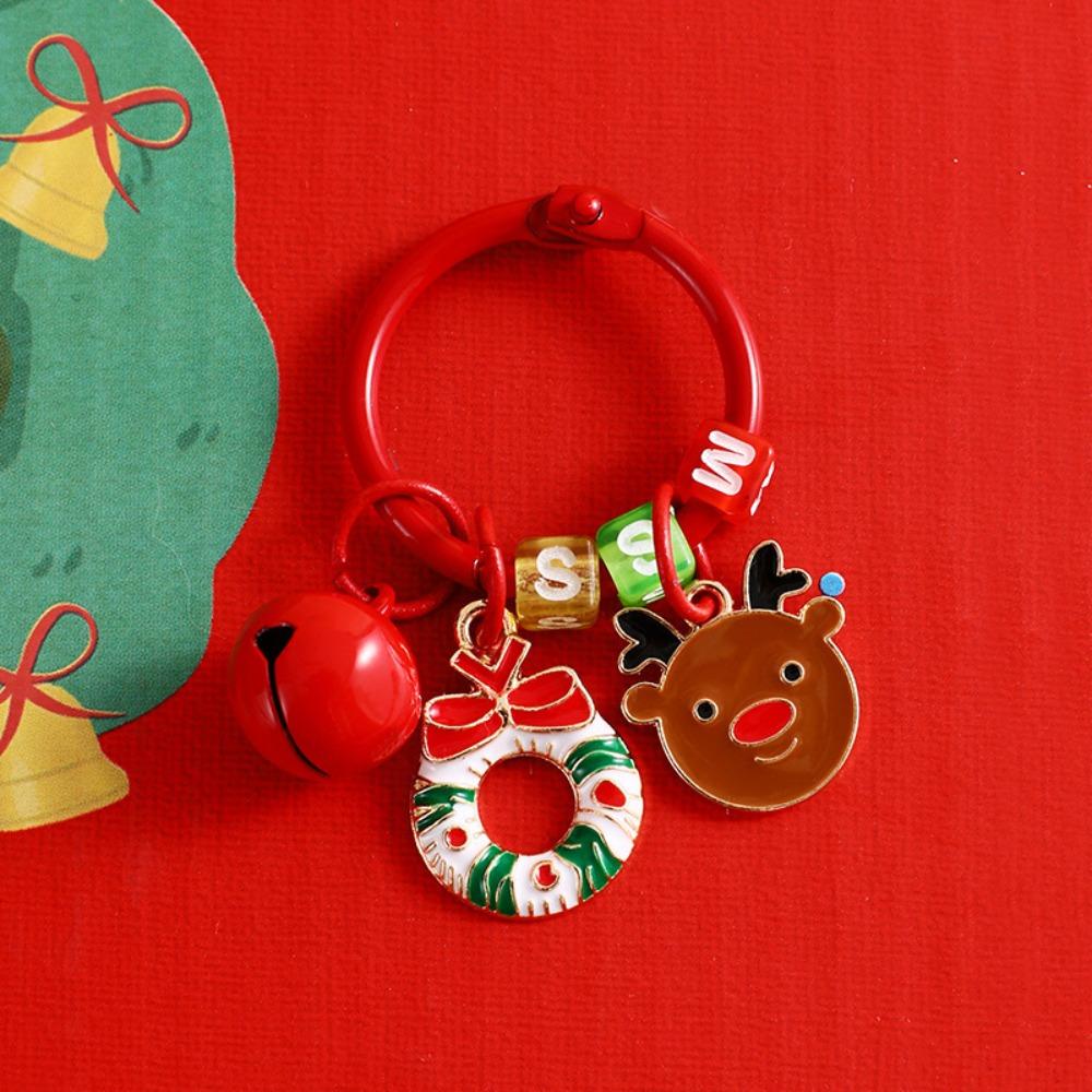 Christmas Tree Christmas Tag Pendant Xmas Deer Key Ring Creative Sants Claus Keychain  Kids