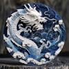 Wood Chinese Dragon Wooden Wall Sign, Round Art Decor, Abstract Paper Cut Design, Waterproof and Weather Resistant for Door, Wall, Home, Room