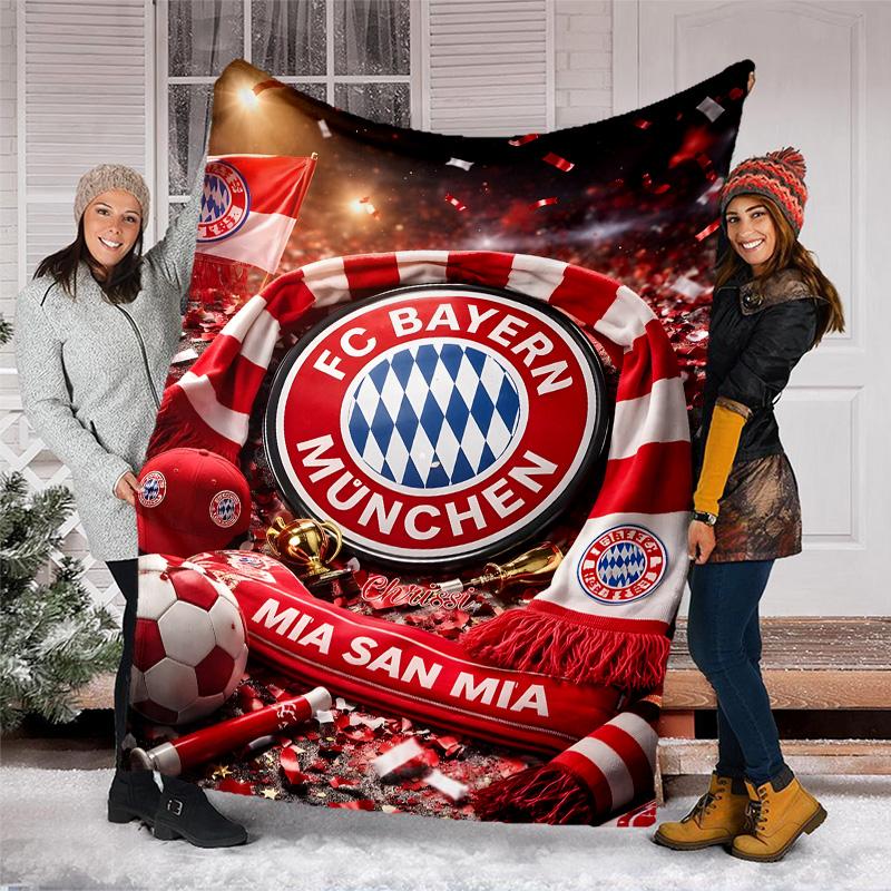 1pc B-Bayern Munich (6) Theme Blanket - Digital Print, Polyester, Cozy for All Seasons, Perfect for Outdoor, and Travel