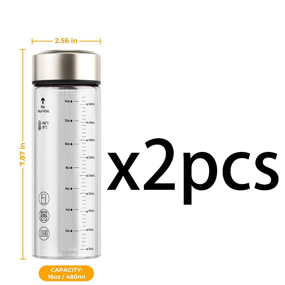 Glass Juice Bottles with Stainless Steel Lids,Heat-Resistant Borosilicate Glass for Juicing,Smoothies,Milk,Beverage Storage