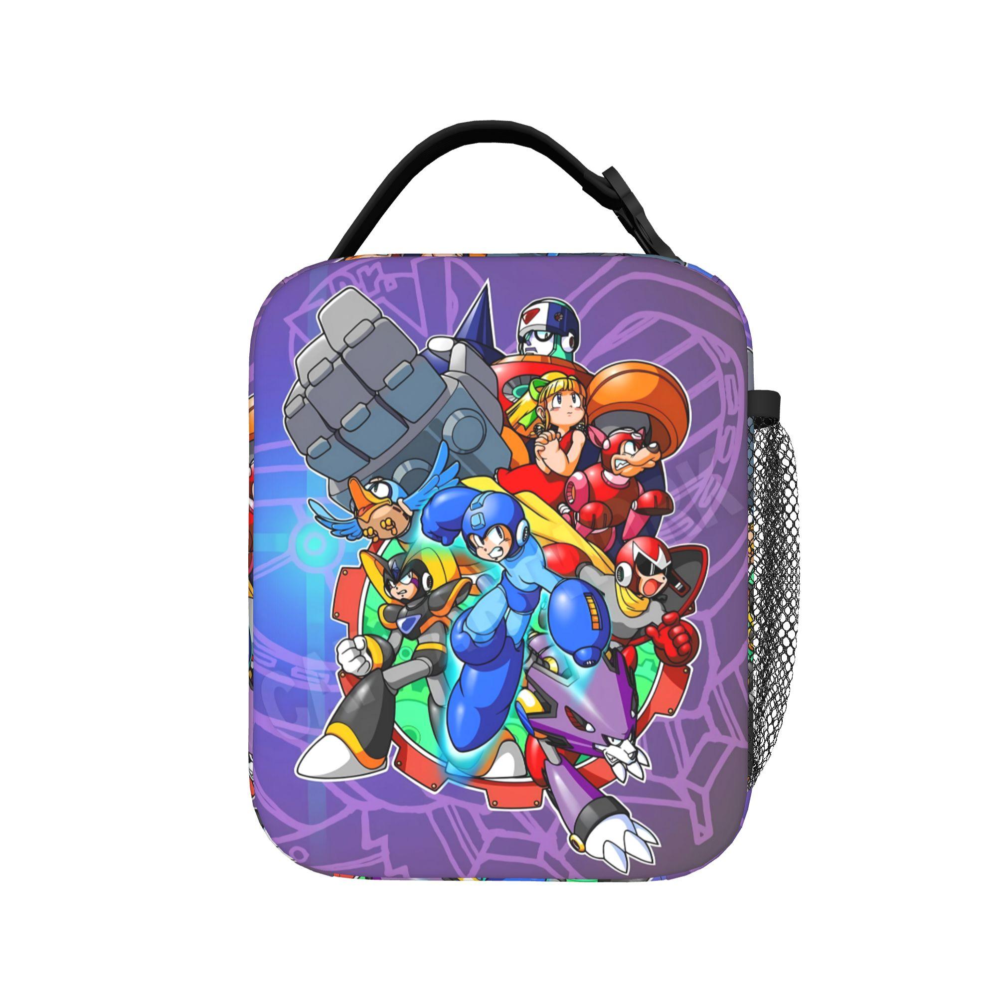 Sac à Lunch Mega Man Dessin Animé Boîte à Lunch de Voyage Pour Fille Garçon Amusant Portable Fermeture Éclair Design Graphique Sac Isotherme Sacs à Main One Size
