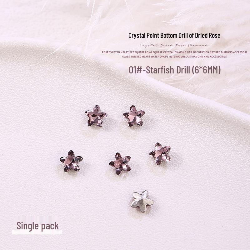 Nail Art Crystal Rhinestones: Dried Rose, Heart & Square Electroplated Glass, Super Shiny