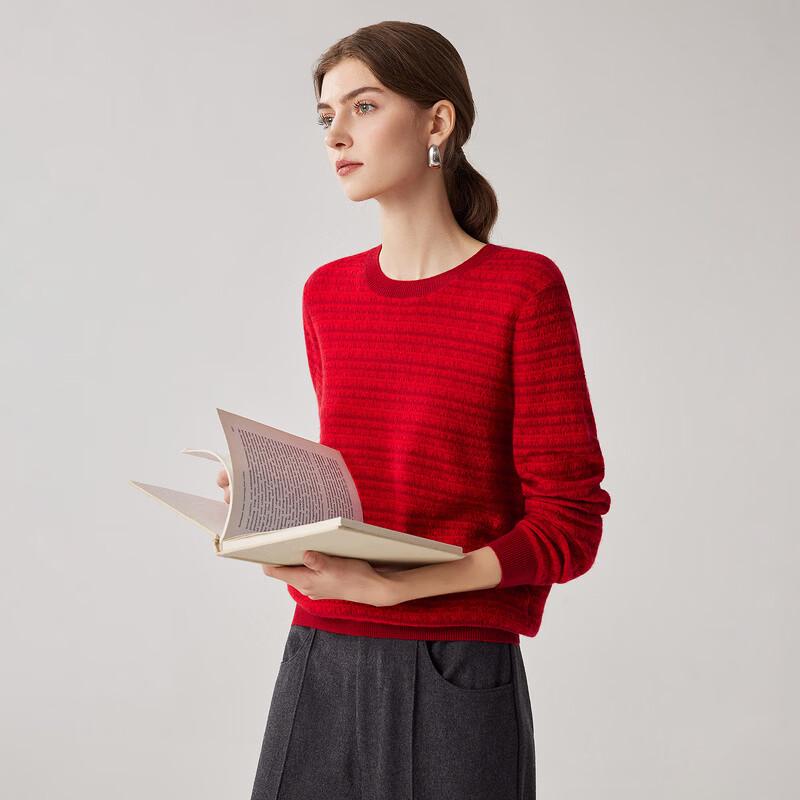 Zhaojun Women's 100% Cashmere Textured Check Sweater