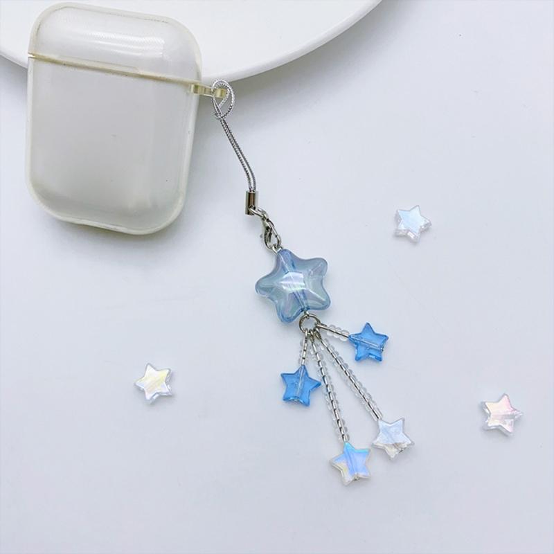 Star Bead Tassels Pendant Phone Charm Hanging Rope Cute Phone Chain Strap Bag Decoration Lanyard Keychain Accessories