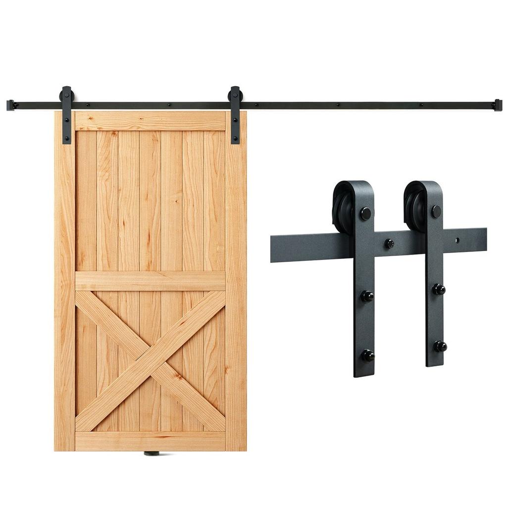 8FT Sliding Barn Door Hardware Kit, 330LBS Loading Heavy Duty Barn Door Track Kit for Single Door, Fit 3.7-4.3FT Wide and 1.3"-1.8" Thick Door Panel,