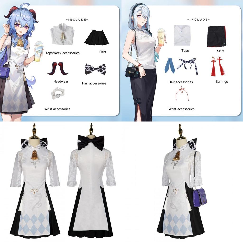 Original Genshin Impact Amber Tea Collaboration Cosplay Costume Vintage Cheongsam Outfit For Anime Exhibition