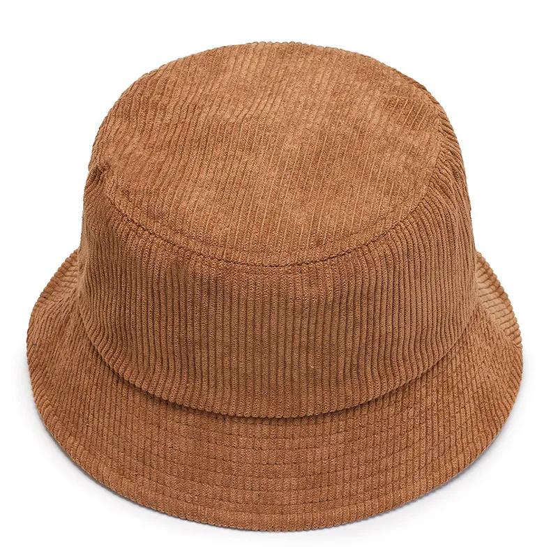 WTEMPO Spring Autumn Winter Casual Bucket Hats Women's Solid Color Windproof Corduroy Streetwear Fisherman Hats