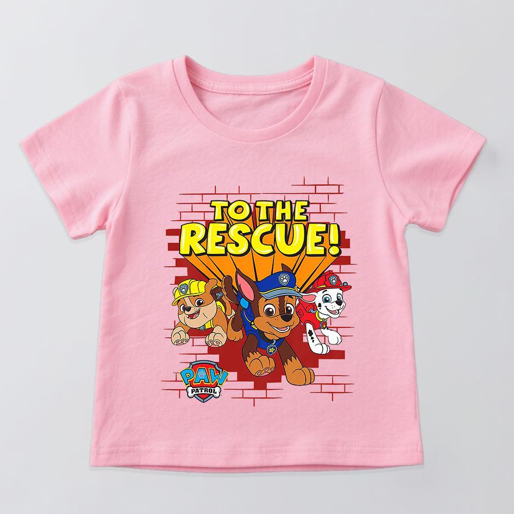 Kids Cotton T Shirt PAW Patrol To The Rescue Cartoon Print Casual Short Sleeve Tee Boys Girls Summer Tops Children Clothing
