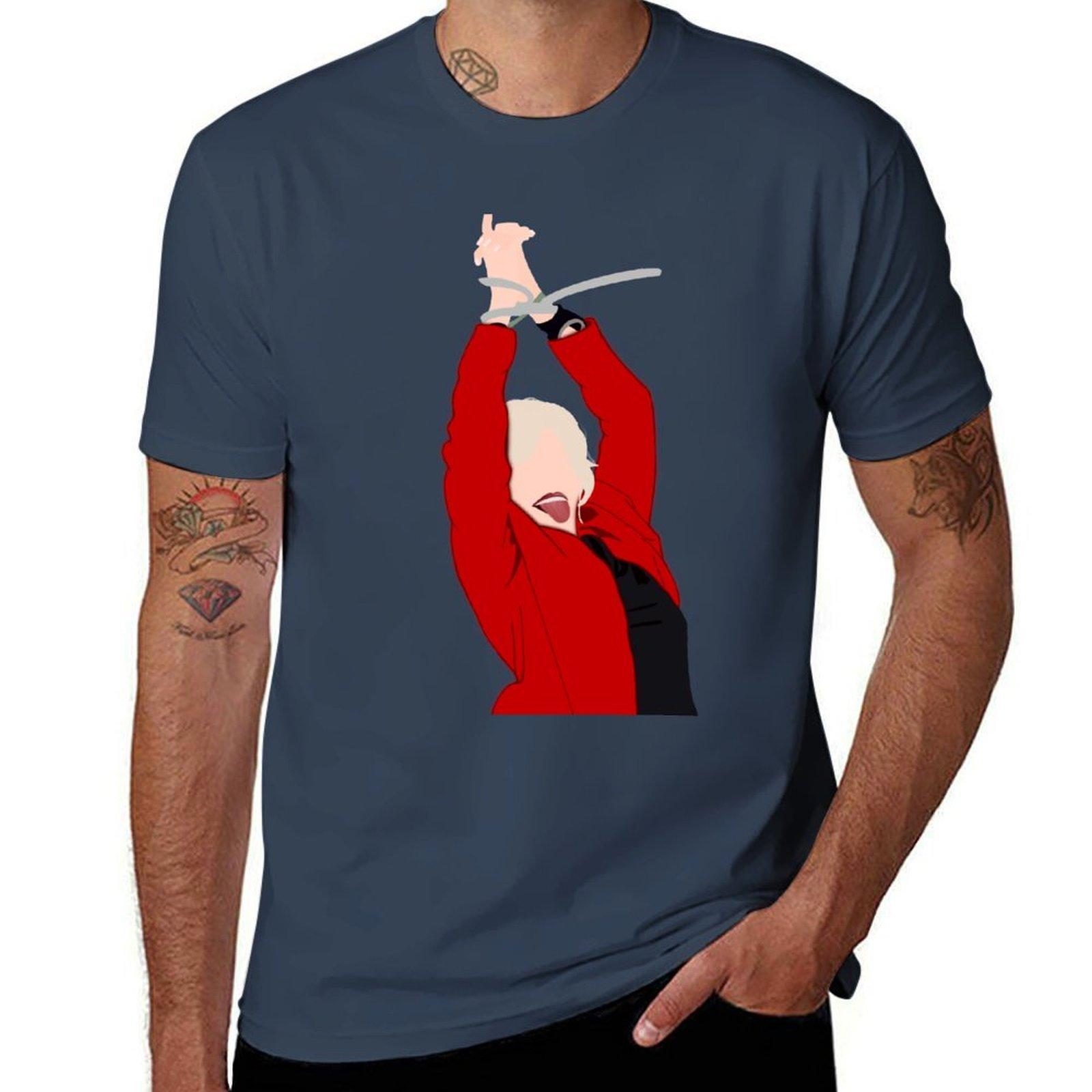Jane Fonda Getting arrested TShirt Retro Style Print Casual Top S