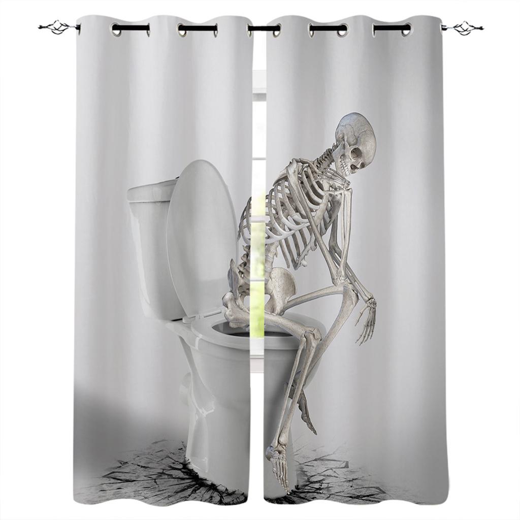 Skull Head Wall Skeleten Hall Window Curtains For the Kids Bedroom Living Room Bthroom Treatments Kitchen Decor Drapes Blinds