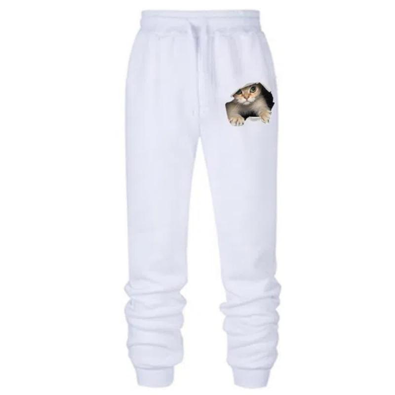 

Новые милые спортивные штаны с принтом кота, женские хлопковые длинные брюки, брюки-джоггеры, женские повседневные спортивные брюки для фитнеса 3XL белый