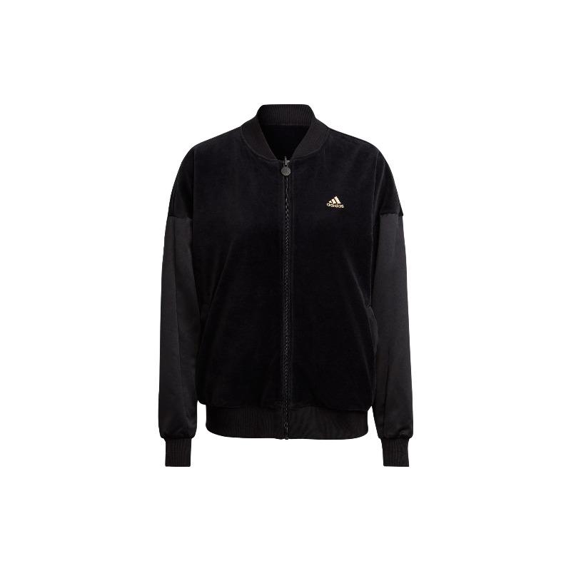 Adidas Embossed Monogram Reversible Letter Logo Print Sports Jacket Women Jacket Black IA3173