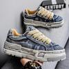 The New Summer  Denim Trendy and Fashionable Casual Shoes, Thick-soled Height-increasing Men's Shoes