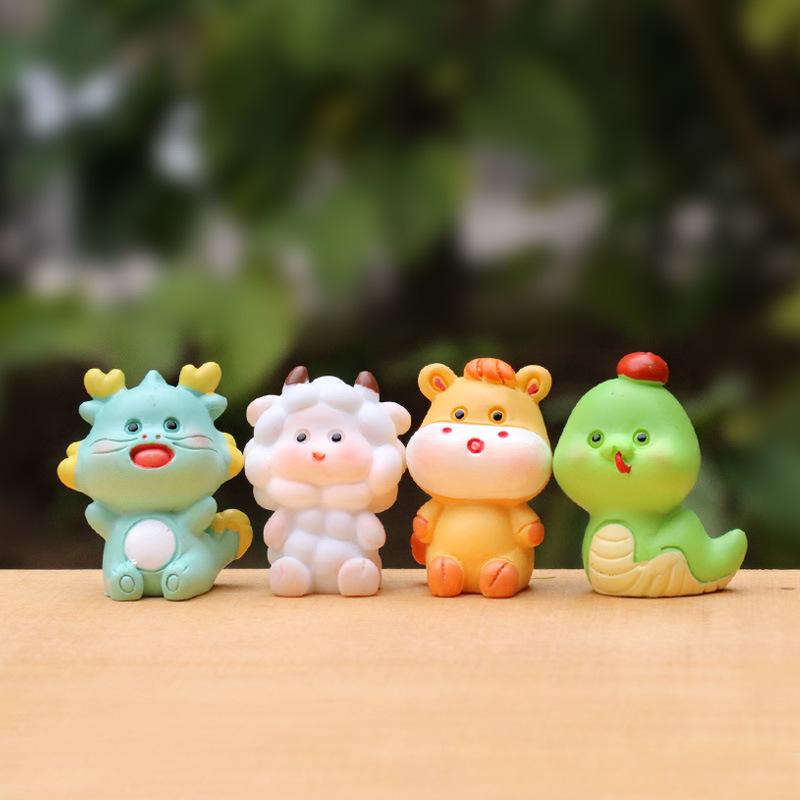 Zodiac Animal Resin Figurine - Creative Desktop & Car Ornament