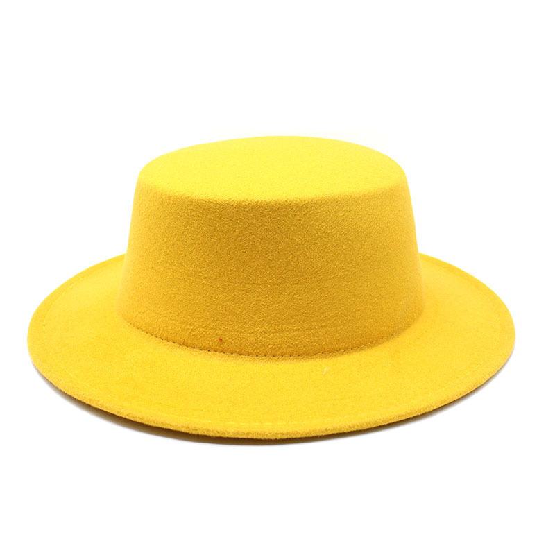 European, American And British Style Flat Top Top Hat, Autumn And Winter Parent-Child Big-Brimmed Gentleman'S Hat, Men'S Fashion Woolen Hat