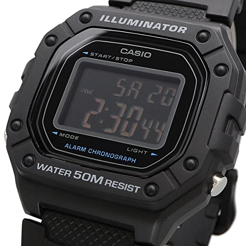 Casio Standard Digital Wristwatch W-218H-1BV for Men and Women, Black, Inverted LCD Display, Overseas Model [Parallel Import]