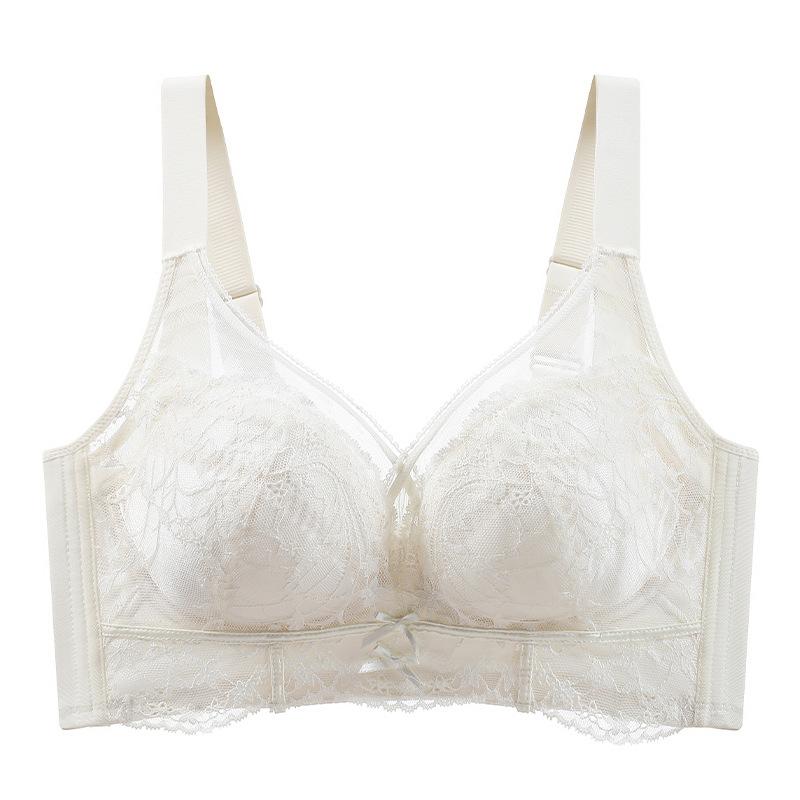 Thin Lingerie Sexy Lace Plus Size Bra No Steel Ring Bra Gathered and Adjusted Bra with A Retractable Accessory