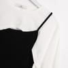 Fake Two-piece Suspender Long Sleeved T-shirt Top Women's Pure Desire Short Top Hottie Streetwear New Fashion Spring and Summer