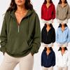 Women S Loose Fit Hooded Half Zip Pocket Casual Sweatshirt