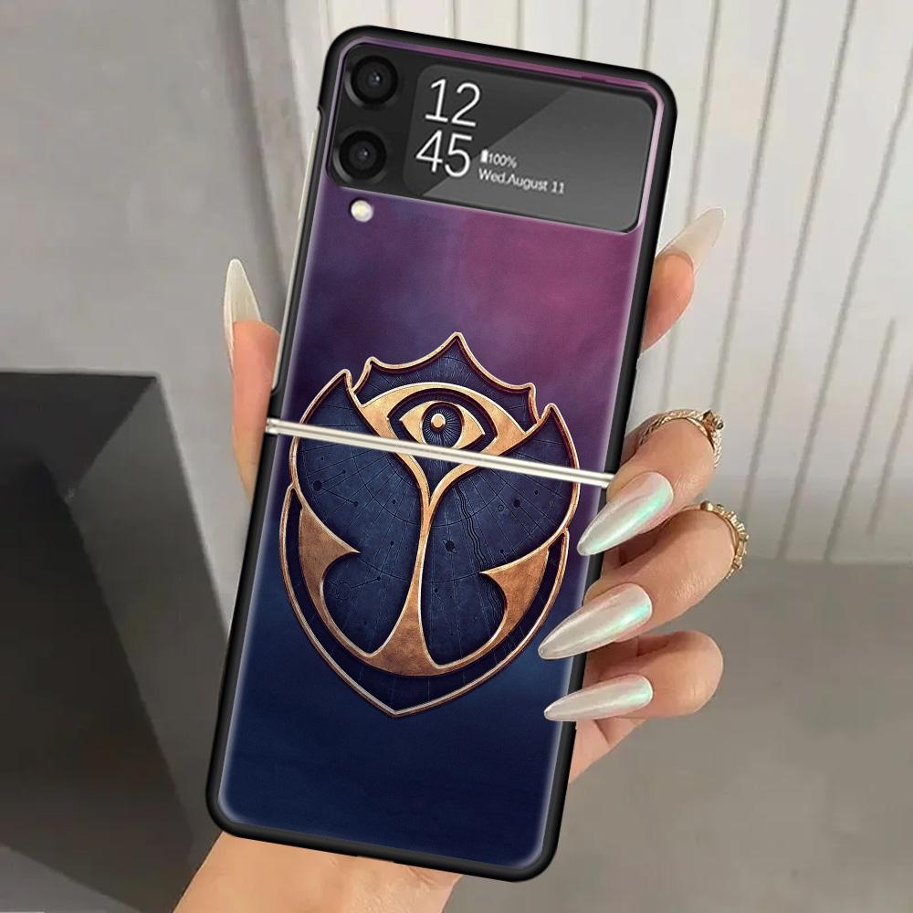 

Music Festival Tomorrowlands Hard PC Phone Case For Samsung Galaxy Z Flip 7 6 5 4 3 Black ZFlip7 ZFlip6 Flip5 Flip4 Flip3 5G Pri Samsung Z Flip 5