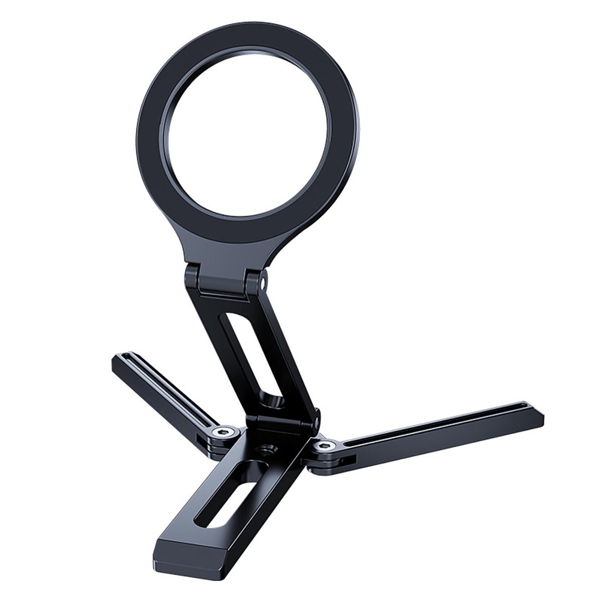 

Магнитная подставка для телефона из алюминиевого сплава, настольный держатель для мобильного телефона, видеозапись, портативный складной штатив, регулируемое угловое крепление для телефона чёрный