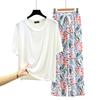 T-shirt girocollo in modal con pantaloni a gamba larga floreali in popeline Set pigiama estivo sottile Tuta casual larga per dormire Loungewear comodo tutto da abbinare