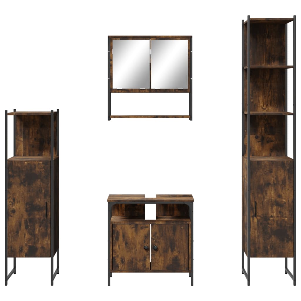4 piece bathroom furniture set in smoked oak wood based material