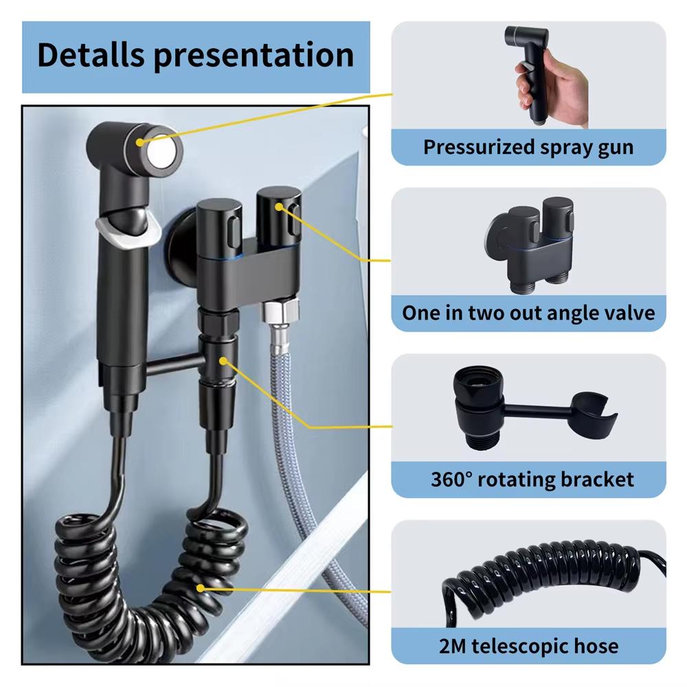 Dual Outlet Angle Valve Toilet Cleaning Sprayer Set Portable Cold Water Bidet Handheld Bathroom Accessories Anna Shower