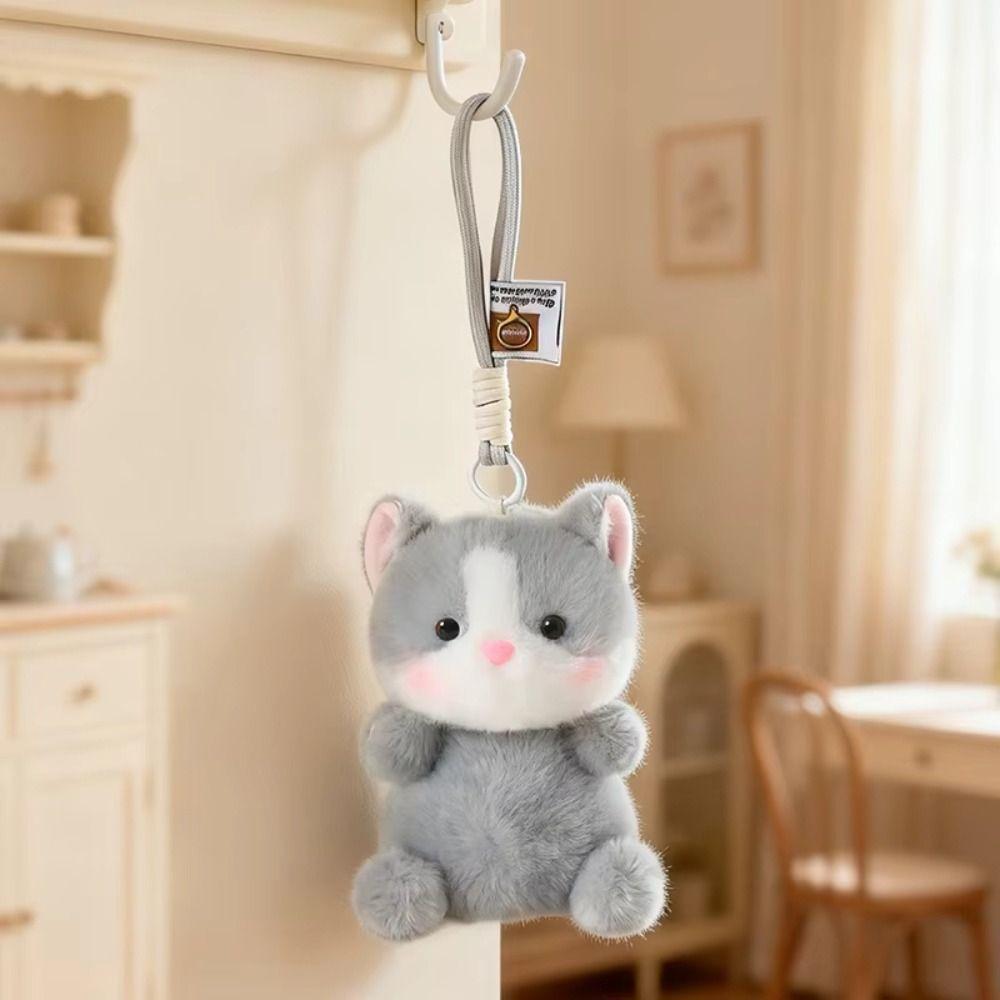 Soft Plush Cat Plush Keychain 15cm Kitten Pendant Small Cat Stuffed Keychain Desk Decor