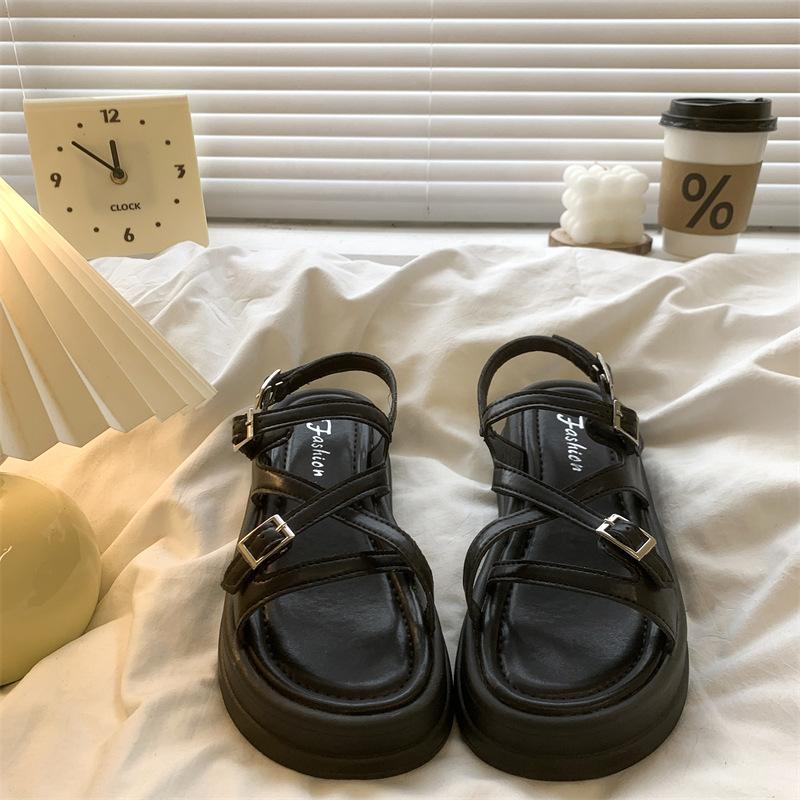 

Срібні сандалі, жіночий верхній одяг, літо 2025, нові туфлі на товстій підошві, високі підбори, невеликі пляжні туфлі високого класу 35 чорний