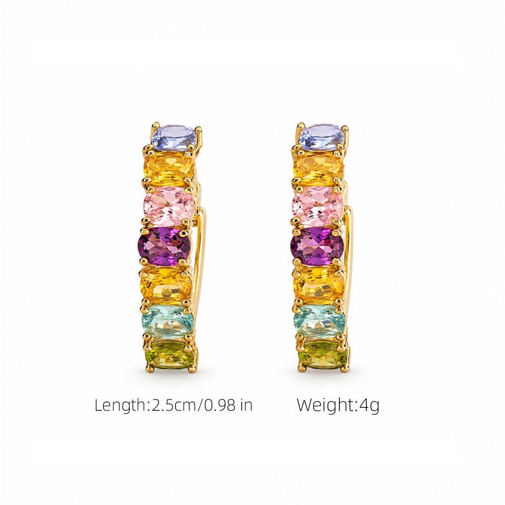 Versatile Colorful Zirconia Earrings - Elegant & Unique Fashion Studs