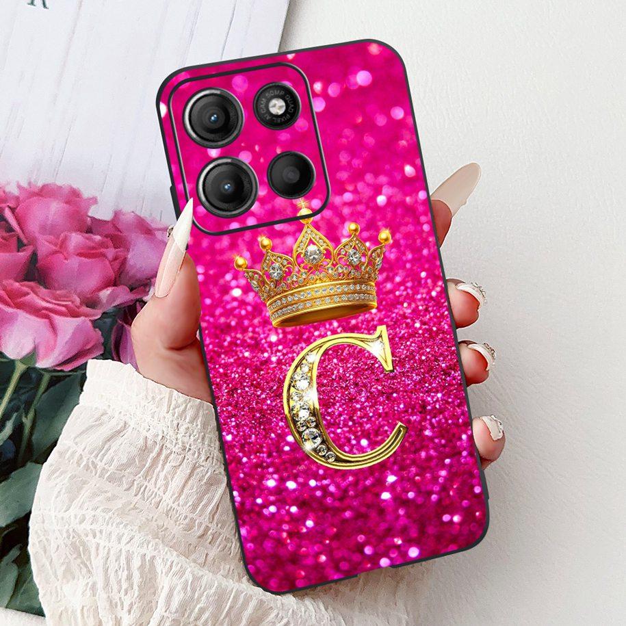 For Motorola Moto G15 Case MotoG15 Cover Luxury Crown Letters Soft Silicone Phone Case For Motorola Moto G75 5G G 75 G 15 Bumper