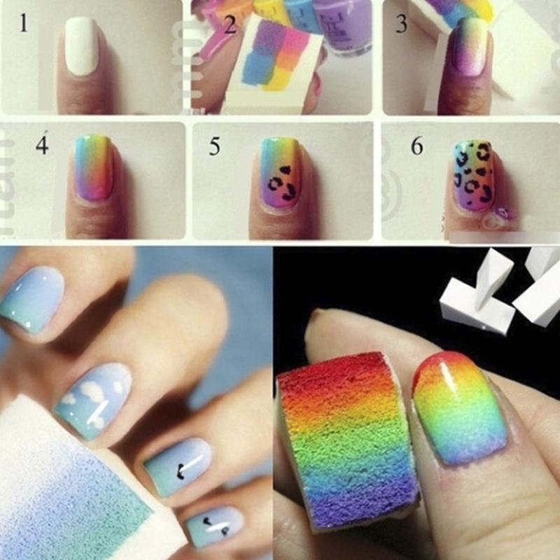10 ks Nail Art Houbičky na razítkování s přechodem barev Gel Trojúhelníkové nástroje pro barvení