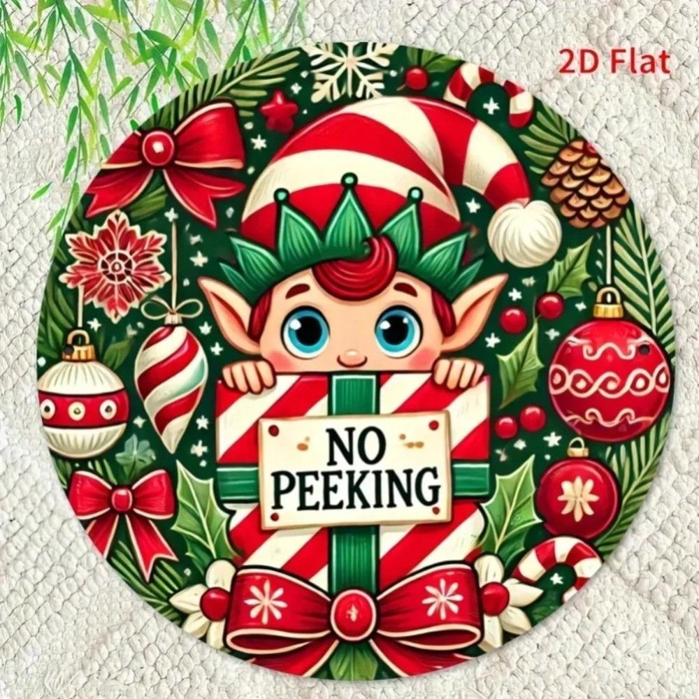 Metal Wall Art See-No-Evil Elf Holiday Sign Festive Ornaments Decor