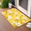 Vibrant Yellow Magnolia Door Mat Non Slip Entrance Rug Home Decor Floor Covering Indoor Outdoor Use Easy Clean Washable