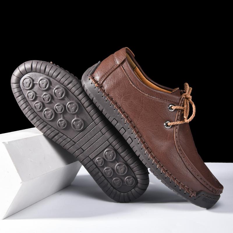Fashion European Style Genuine Leather Snail Shoes Size 38-48 Mens Wide Comfort Casual Shoes Massage Cushion Sole Walking Driving Shoes