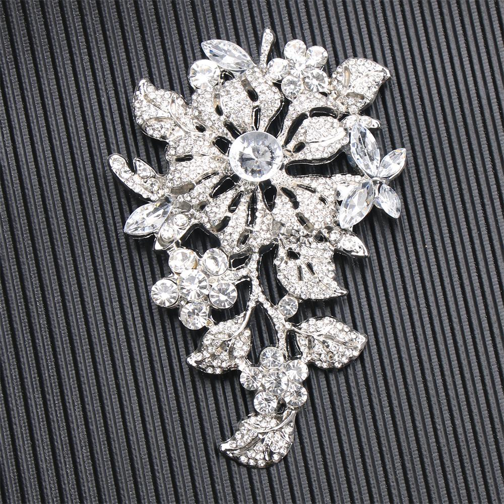 

SKEDS Luxury Exaggerated Vintage Women Girls Crystal Flower Brooch Pin Fashion Elegant Lady Exquisite Plant Rhinestone Badges