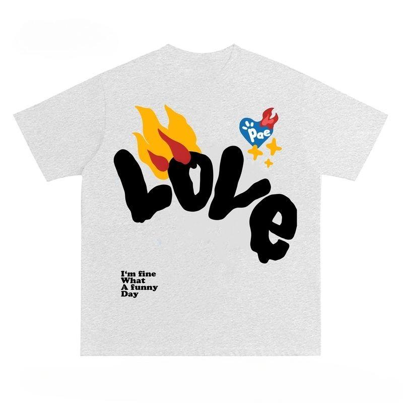 

Love Graphic Print Autumn Pure Cotton Unisex T-shirt Short Sleeve Street Fashion Trend Clothing Kpop Y2k Harajuku Vintage S