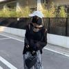 Y2K Schwarz Eis Seide Hohl Dünnen Pullover Damen Langarm Sonnenschutz Top Neue Sexy Lose Kintwear Ripped Bluse Punk stil Pullover