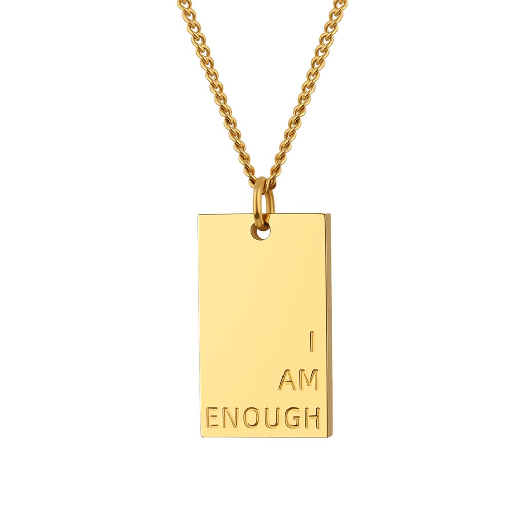 Custom Necklace Personalized Trendy Gold Stainless Steel Lasering & Engraved Geometric Pendant Necklace Women Valentine's Mother