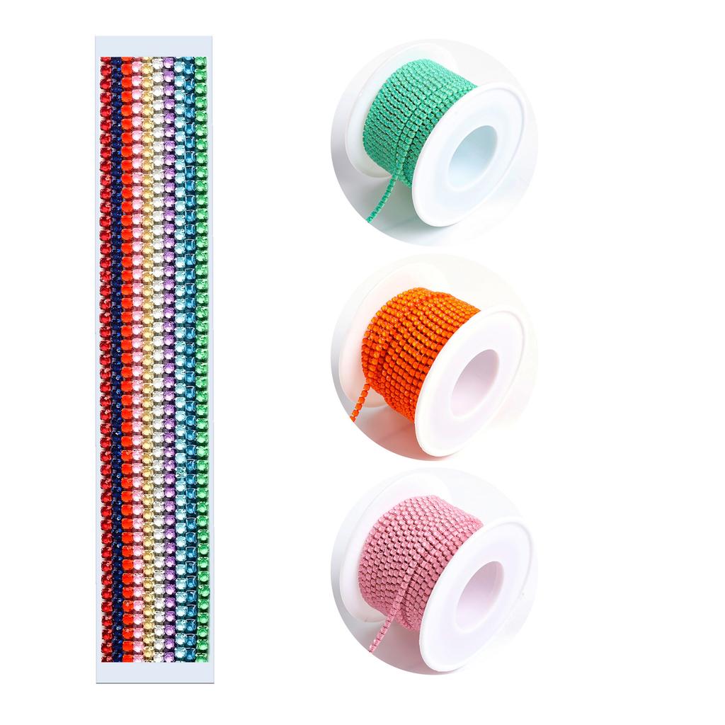 Dust Claw Chain Electroplated Glass Rhinestone Diamond Chain Colored Mocha, Single Row Metal Dense Claw Chain Diy Electrophoretic Clothing Decoration