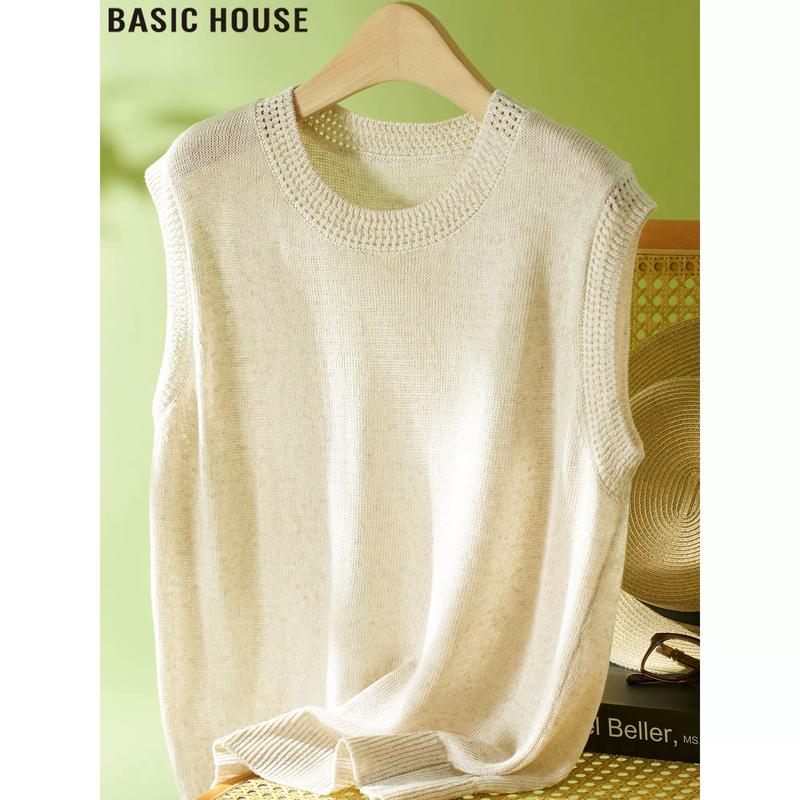 Basic House Women s Tencel Linen Knit Vest Top S