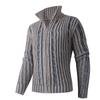 Autumn And Winter Men'S Striped Knitted Sweater American Contrasting Color Semi-Turtleneck Cardigan Sweater Jacket