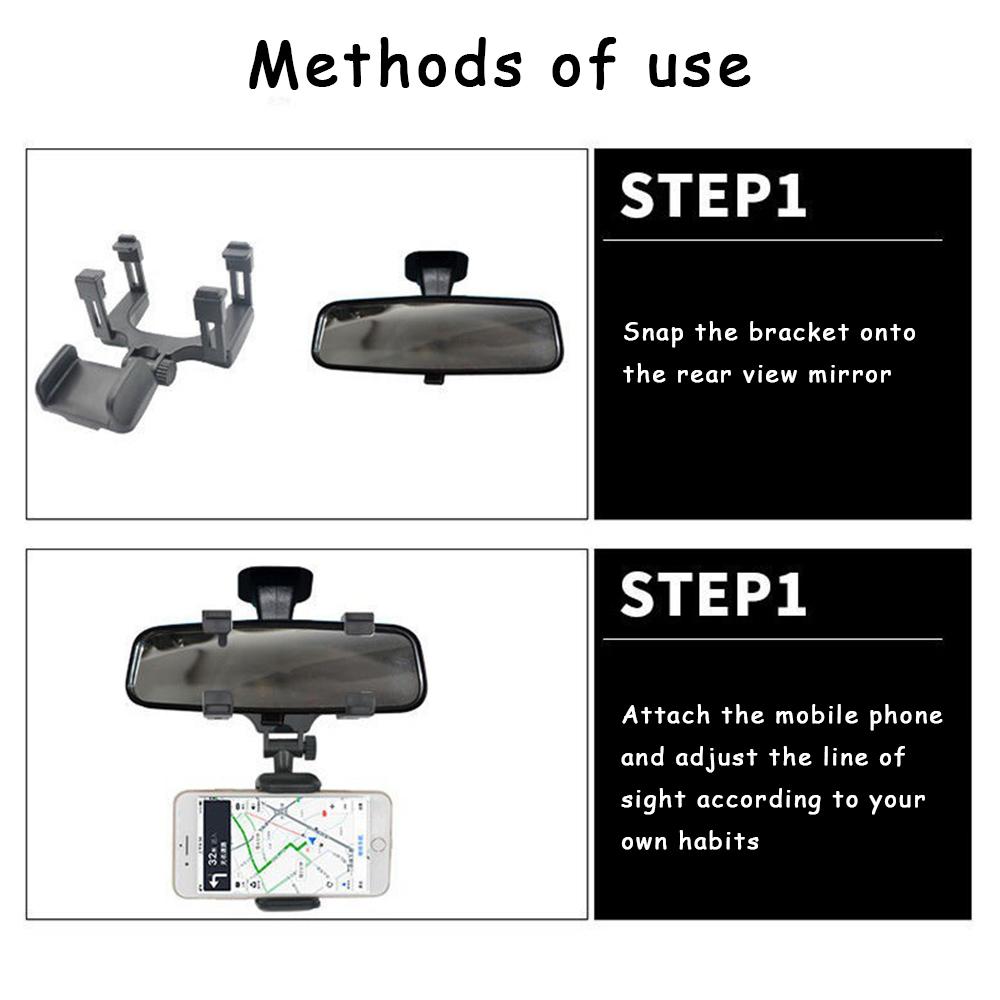 Car Phone Holder Rearview Mirror Mount Car Phone Bracket Navigation GPS Stand Foldable Adjustment Holder Car Cell Phone Support